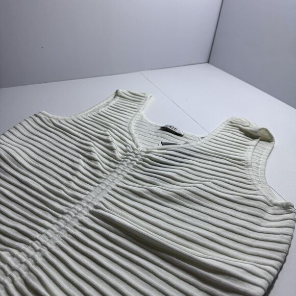 Cache Cropped Ottoman V-Neck Textured Top Ivory/Cream String White Woman's L NWT - Picture 2 of 4